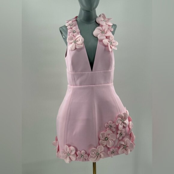 🆕 BRONX & BANCO 🧿 NWOT Estelle Floral Mini Dress, Blush Pink - Sz L US 8 - Picture 4 of 17